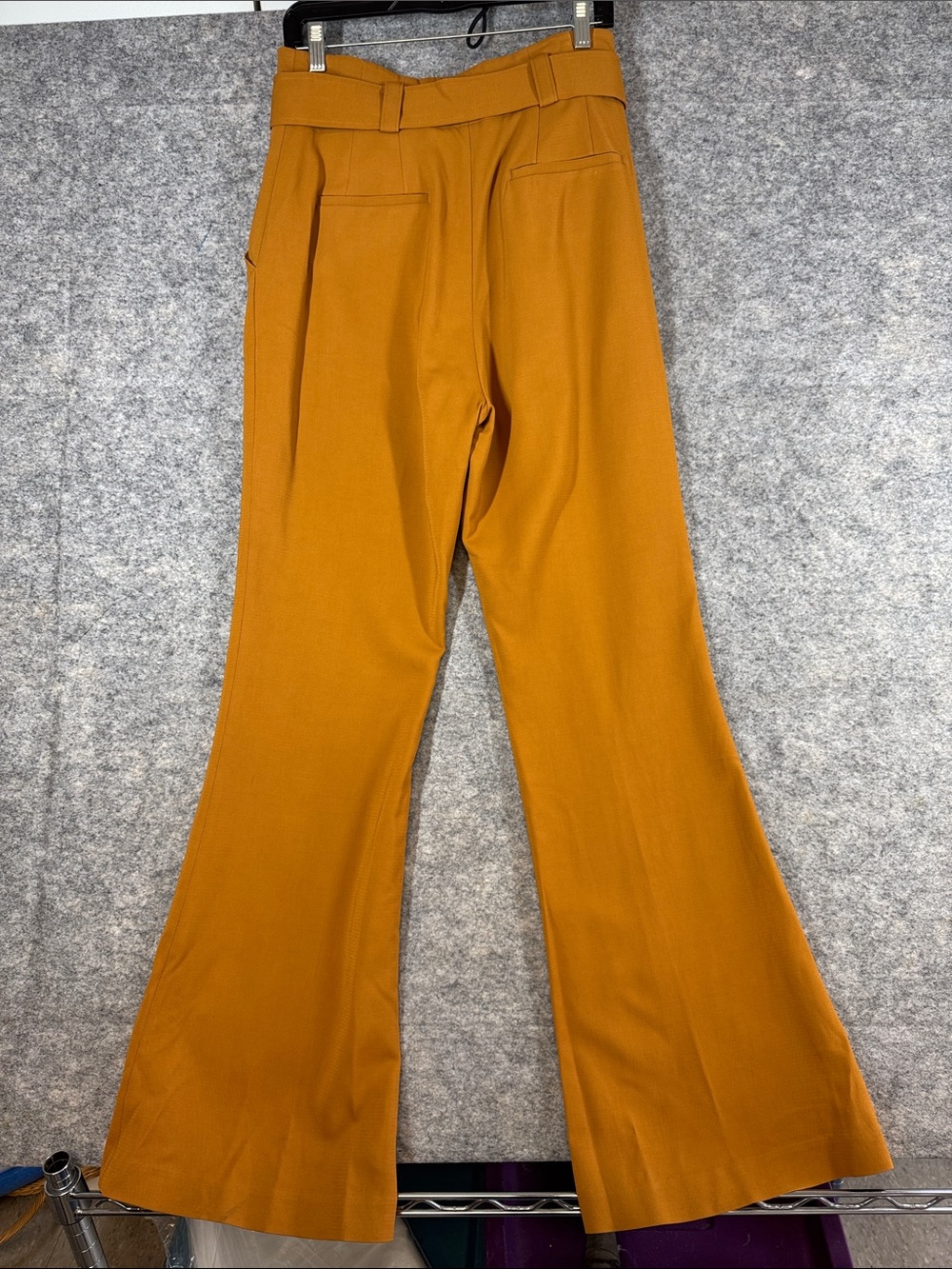 A.L.C. Foster Belted Flare Pants Mustard Size 10 Quiet Luxury Chic Office Career - Picture 9 of 14